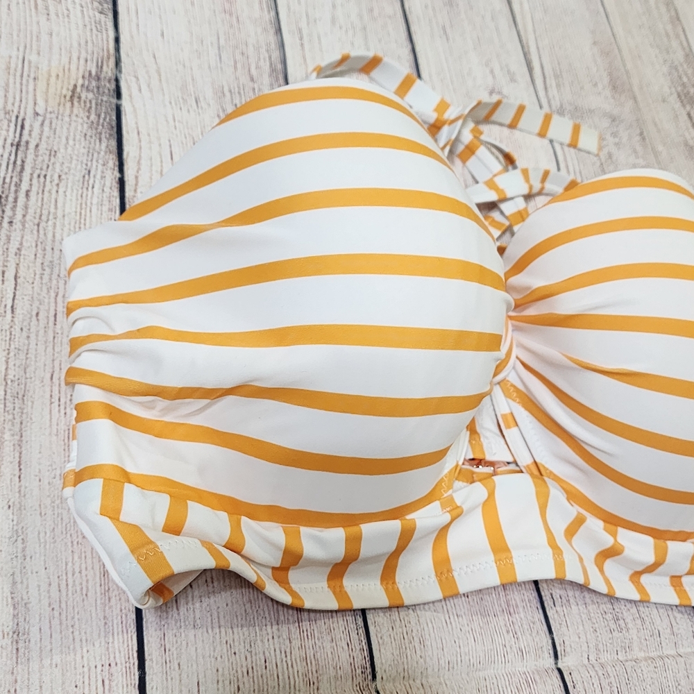 Shade & Shore Yellow and White Striped Bandeau Bikini - Picture 4 of 10